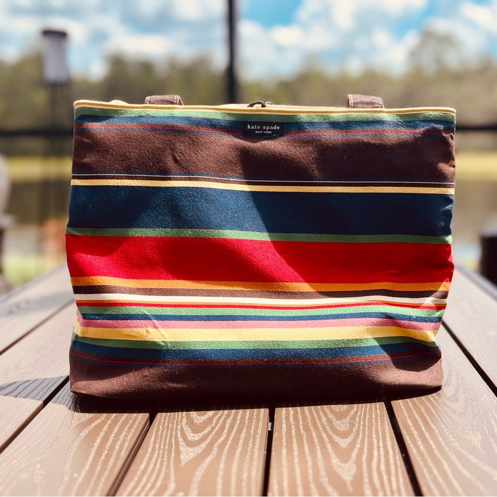 Kate Spade New York Striped Canvas Tote Bag